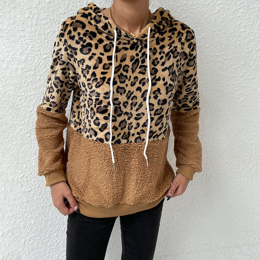 Hazel | Damen-Hoodie mit Leopardenmuster und Teddyfleece