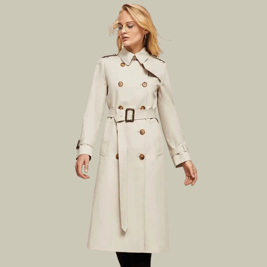 Ermes | Klassischer trenchcoat mit gürtel und knopfdetails