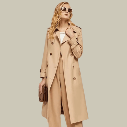 Ermes | Klassischer trenchcoat mit gürtel und knopfdetails