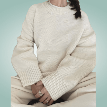 Yves | Lässiger, weicher oversized strickpullover mit rundhalsausschnitt