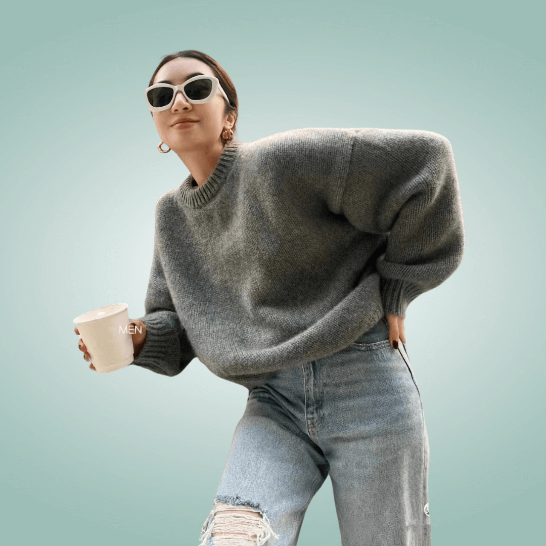 Yves | Lässiger, weicher oversized strickpullover mit rundhalsausschnitt