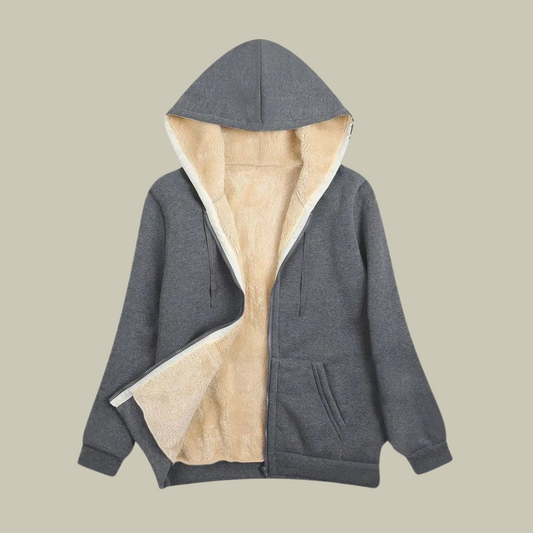 Yves | Warmer fleece-gefütterter hoodie mit reißverschluss und kapuze für damen