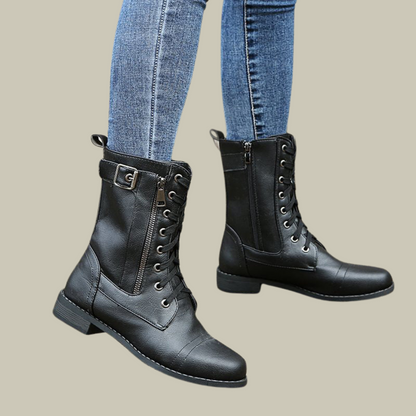 Louis | Stylische orthopädische schnürstiefel aus lederimitat mit seitlichem reißverschluss