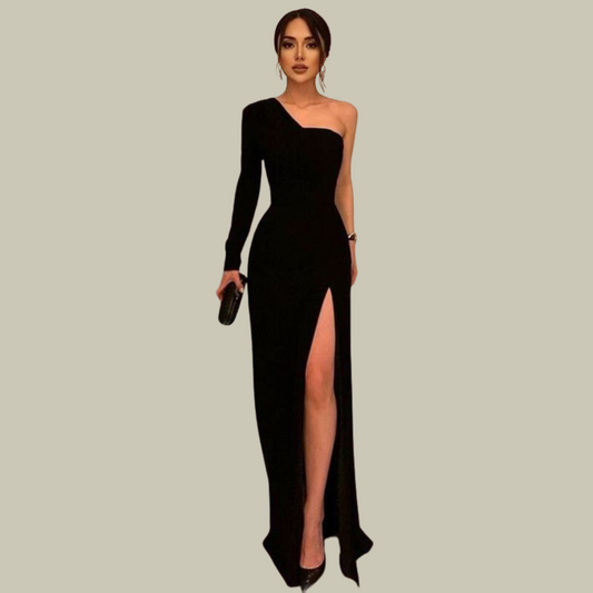 Ermes | Elegantes abendkleid mit asymmetrischem schnitt, hohem schlitz und one-shoulder-design