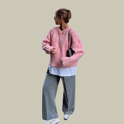 Stella  | Kuscheliger oversized pullover in rosa mit lässigem schnitt