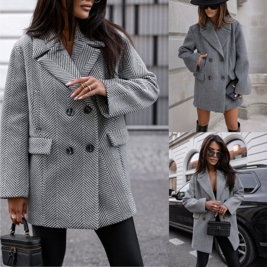 Sabrina | Eleganter Damen Blazer im Oversize-Look mit Hahnentrittmuster