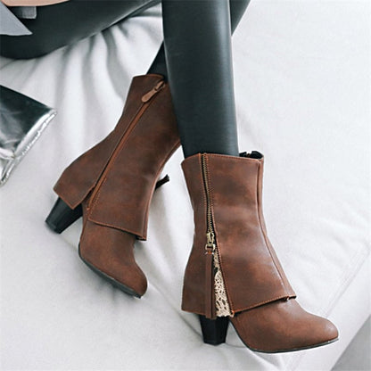 Sophie | Damen Ankle-Boots mit seitlichem Reißverschluss und Blockabsatz