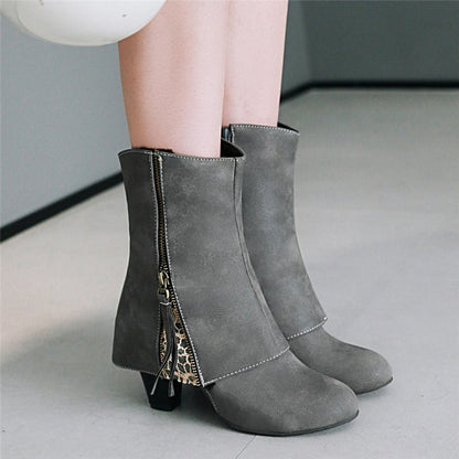 Sophie | Damen Ankle-Boots mit seitlichem Reißverschluss und Blockabsatz