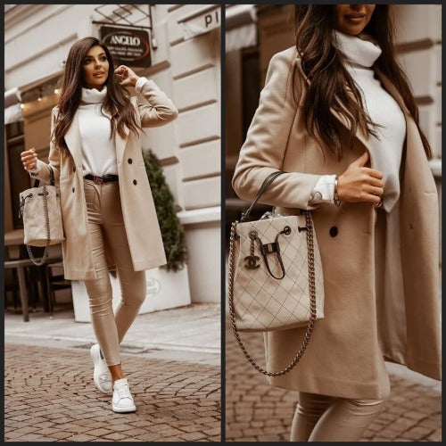 Alice | Klassischer trenchcoat mit doppelknopf und tailliertem schnitt