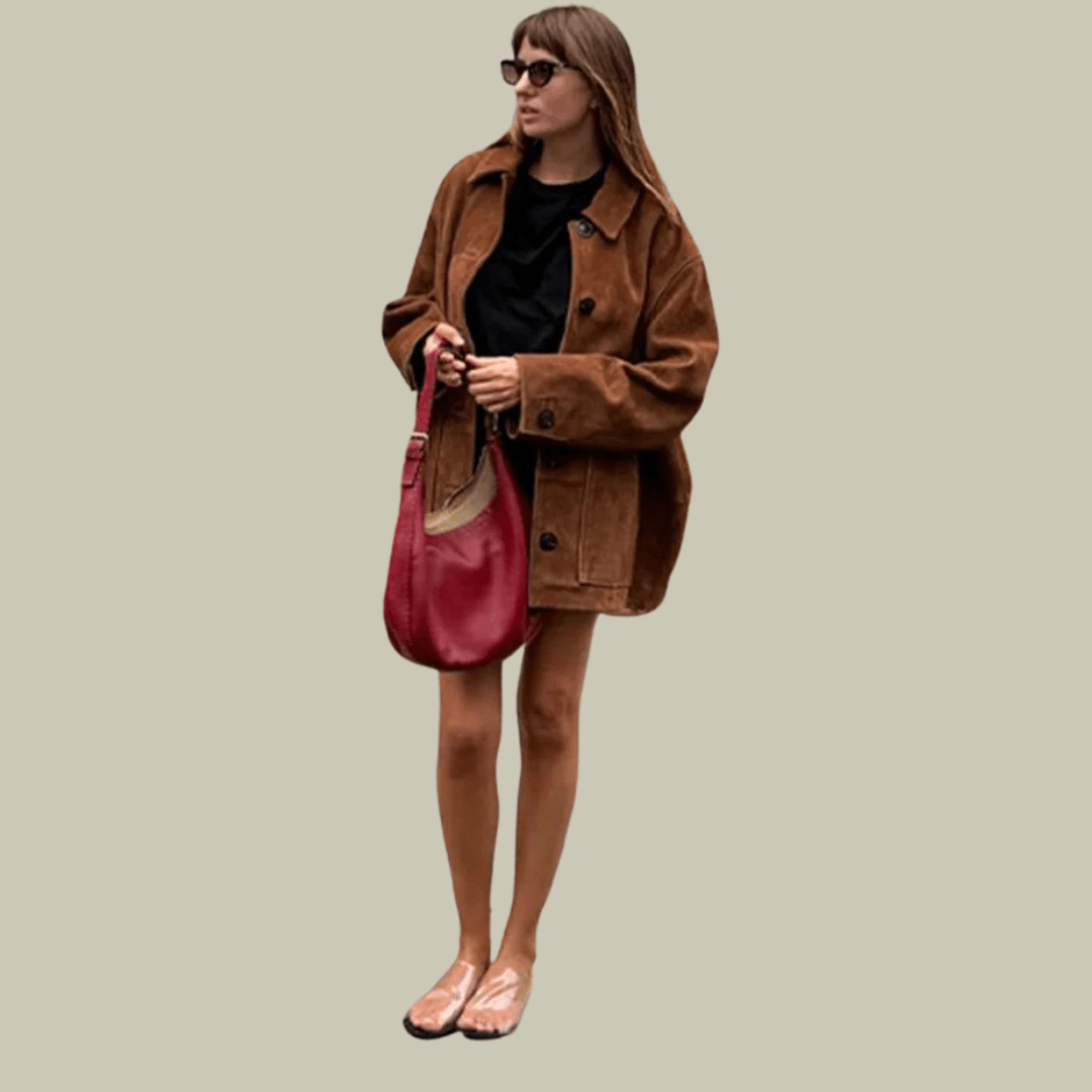 Vivienne | Lässige oversized cordjacke mit knopfleiste