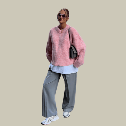 Stella  | Kuscheliger oversized pullover in rosa mit lässigem schnitt