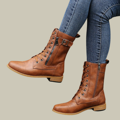 Louis | Stylische orthopädische schnürstiefel aus lederimitat mit seitlichem reißverschluss