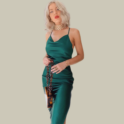 Xyelah | Damen-Midikleid aus satinierter Seide