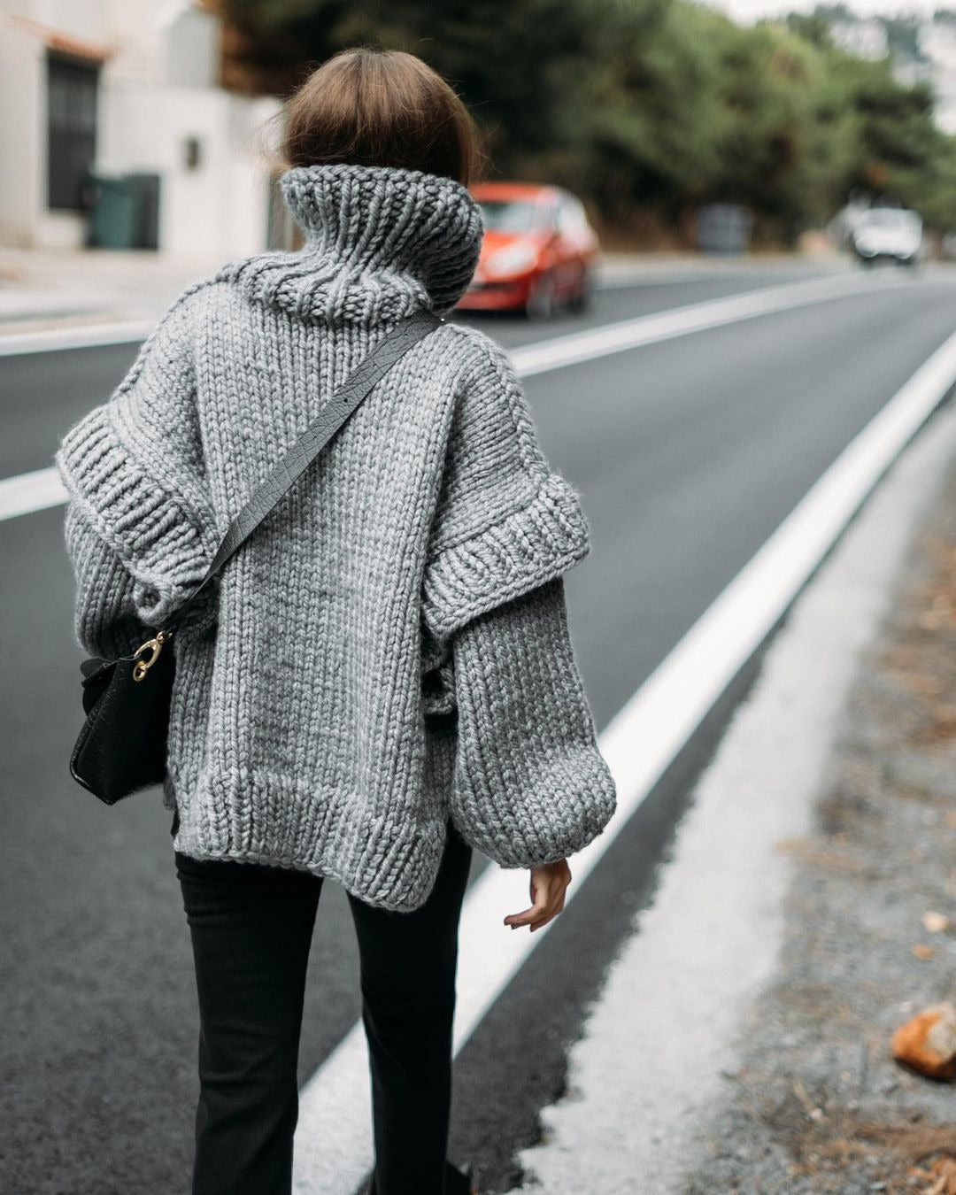 Mara | Damen Strickpullover mit Fluffigem Rollkragen und Langen Ärmeln