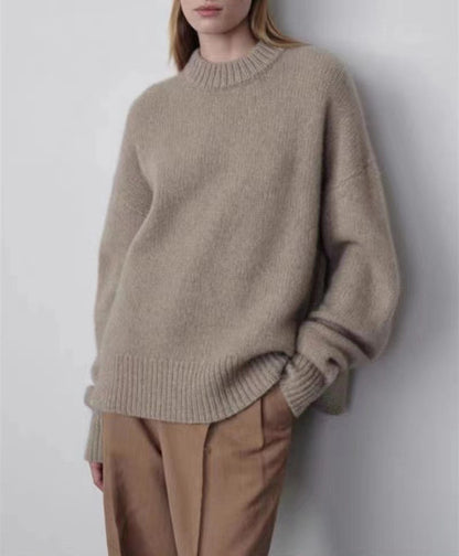 Yves | Lässiger, weicher oversized strickpullover mit rundhalsausschnitt