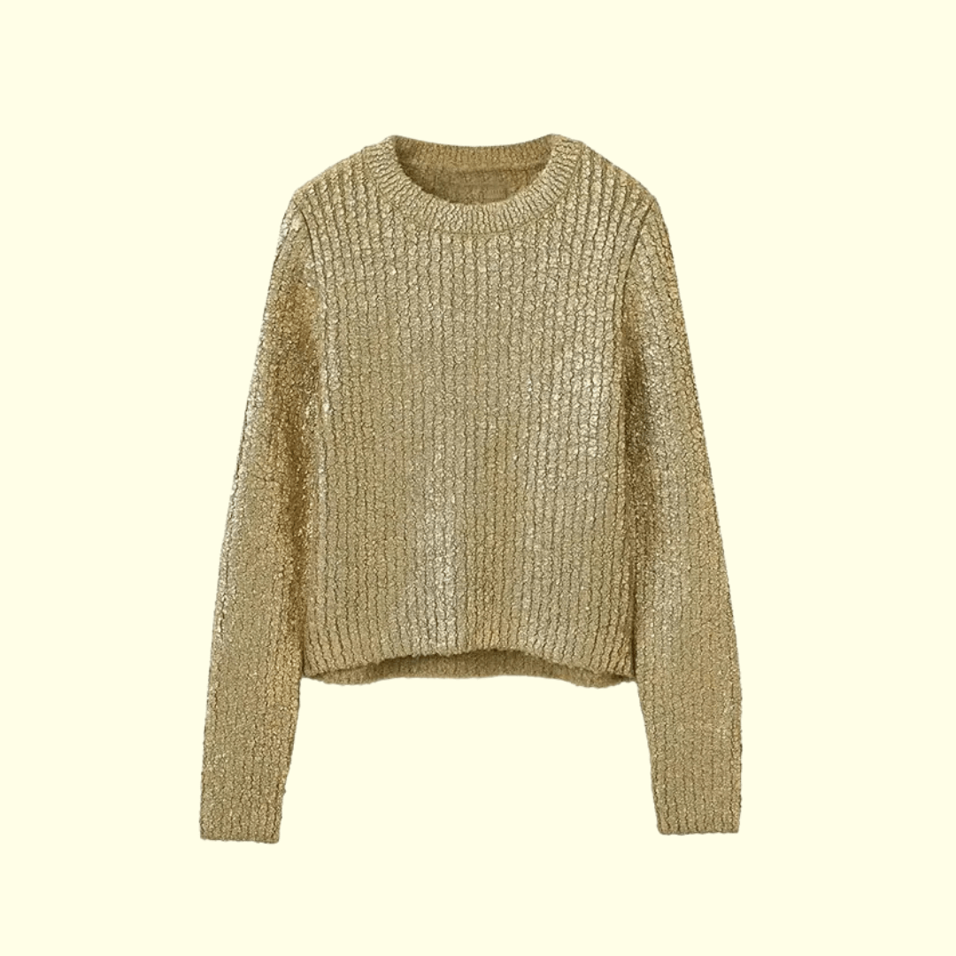 Laura | Glänzender Strickpullover mit Rundhalsausschnitt für Damen