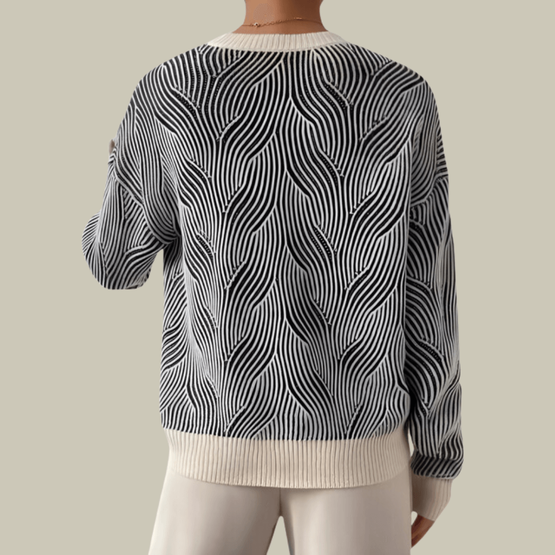 Yves | Lässiger pullover mit wellenmuster und rundhalsausschnitt