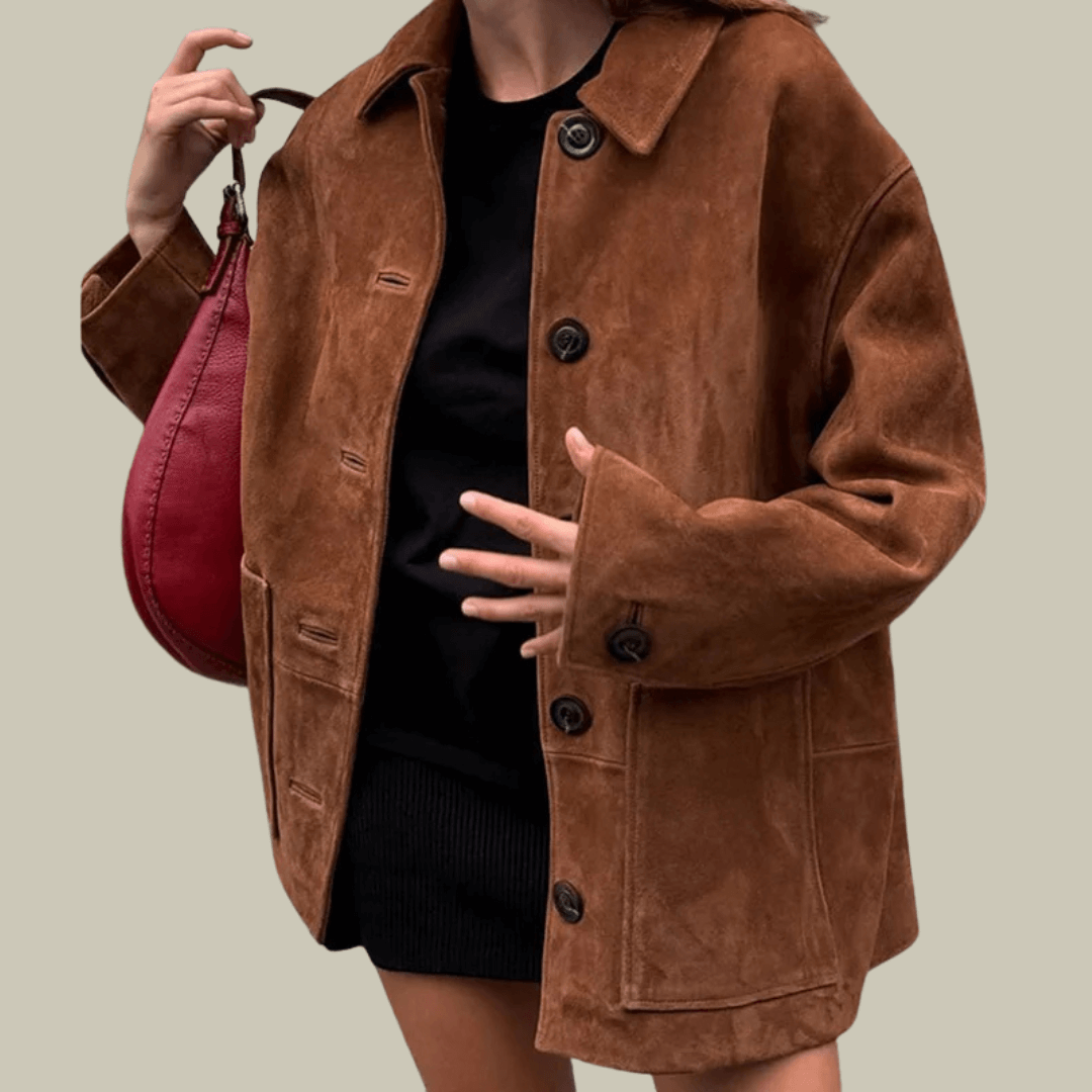 Vivienne | Lässige oversized cordjacke mit knopfleiste