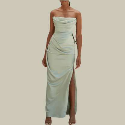 Rohwenah | Satin-Tubenkleid mit kniehohem Schlitz