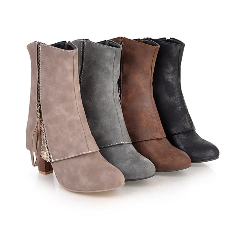 Sophie | Damen Ankle-Boots mit seitlichem Reißverschluss und Blockabsatz