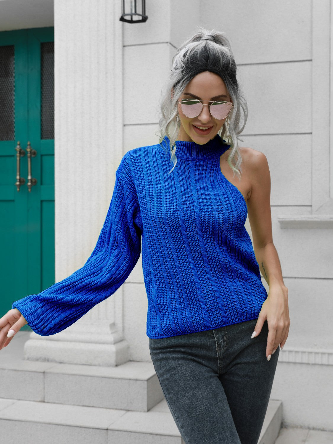 Cassy | Moderner asymmetrischer Strickpullover für Damen