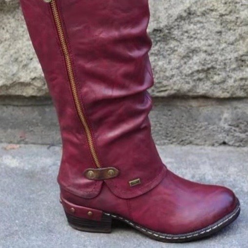 Laura | Damen Winterstiefel mit seitlichem Reißverschluss und Design