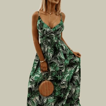 Quynlyn | Boho-Maxi-Kleid mit Trägern und Muster