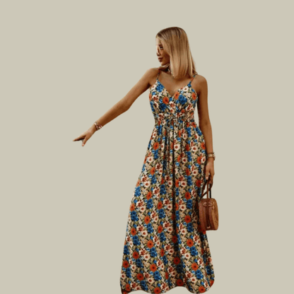 Quynlyn | Boho-Maxi-Kleid mit Trägern und Muster