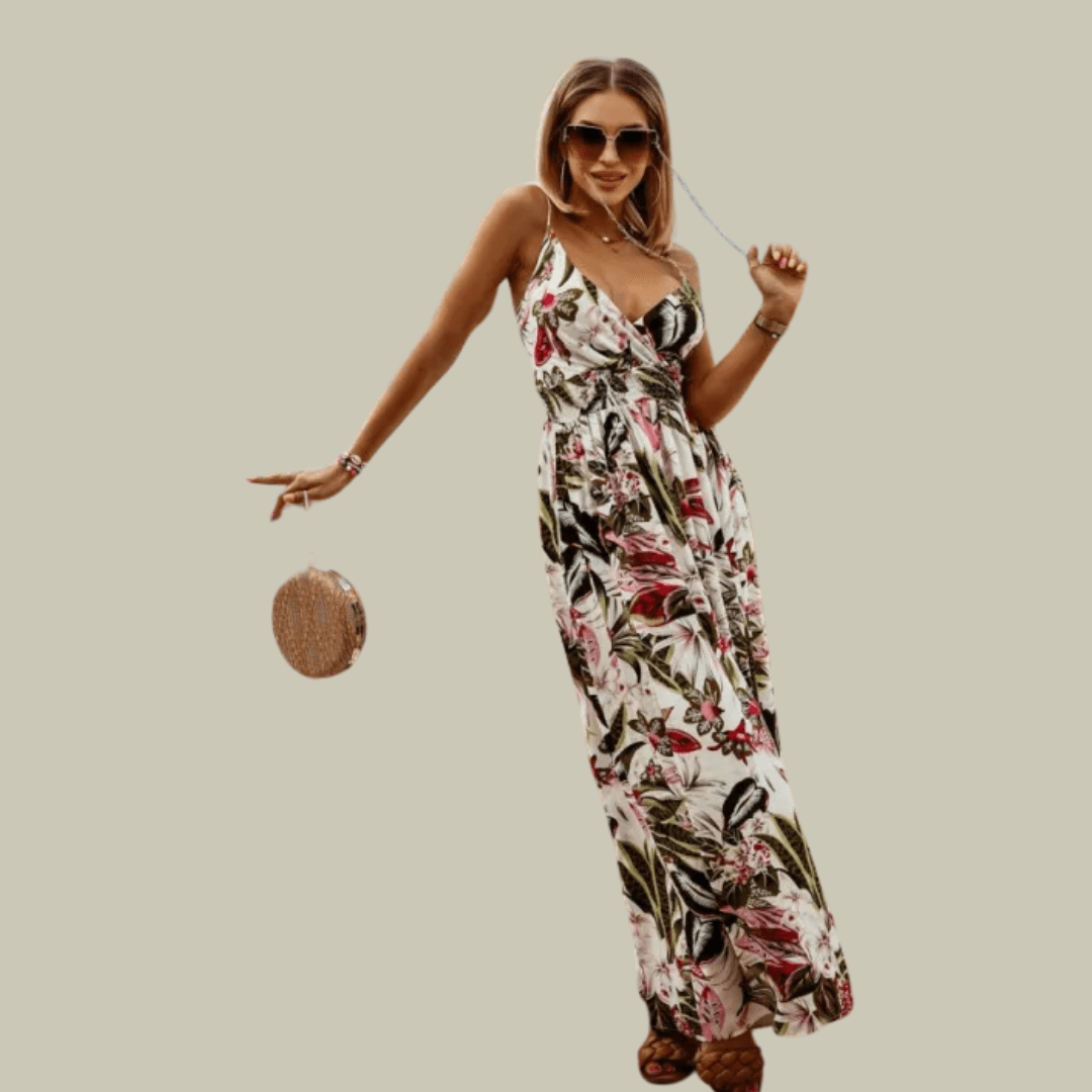 Quynlyn | Boho-Maxi-Kleid mit Trägern und Muster