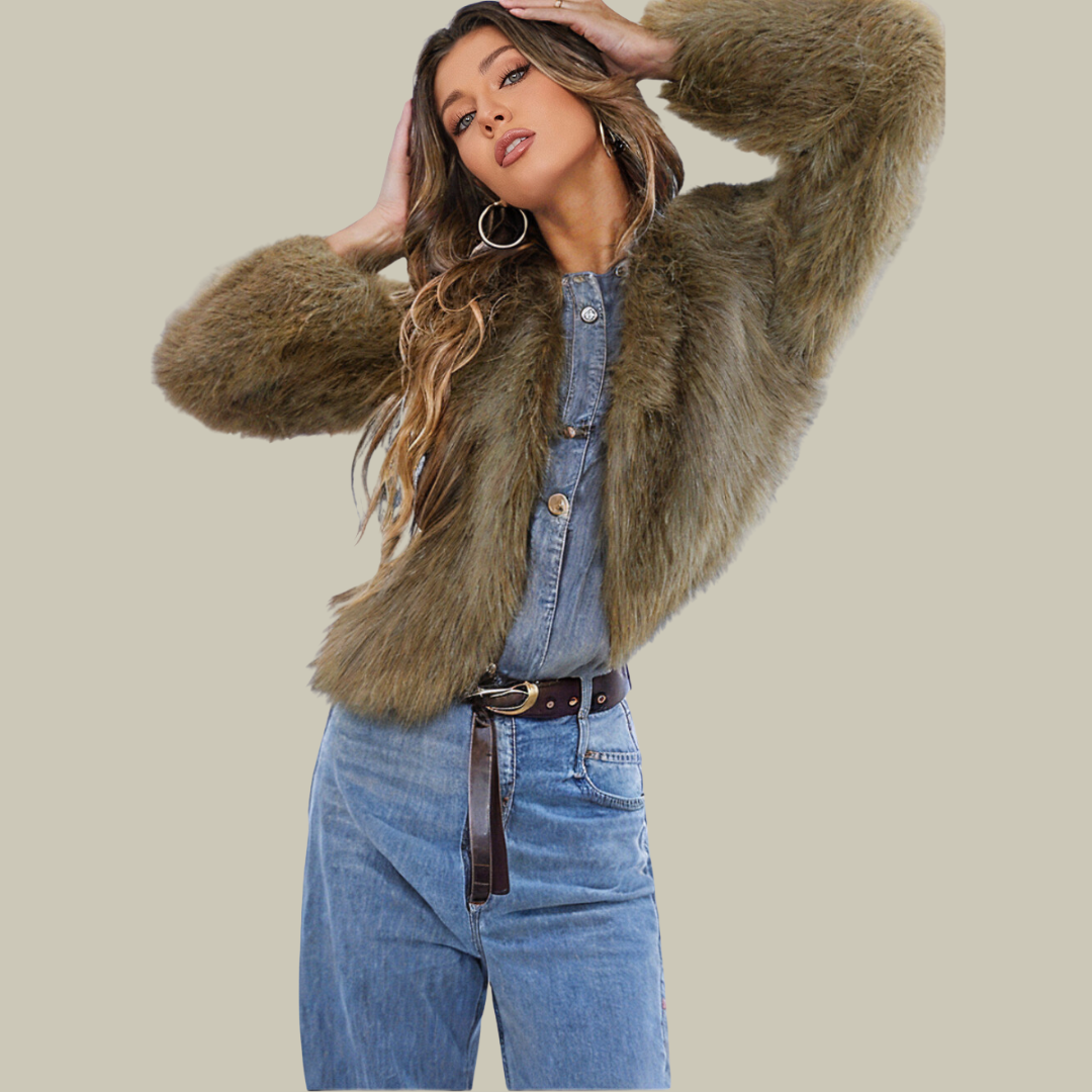 Hildigard - Chaqueta de peluche de piel sintética para la moda de mujeres