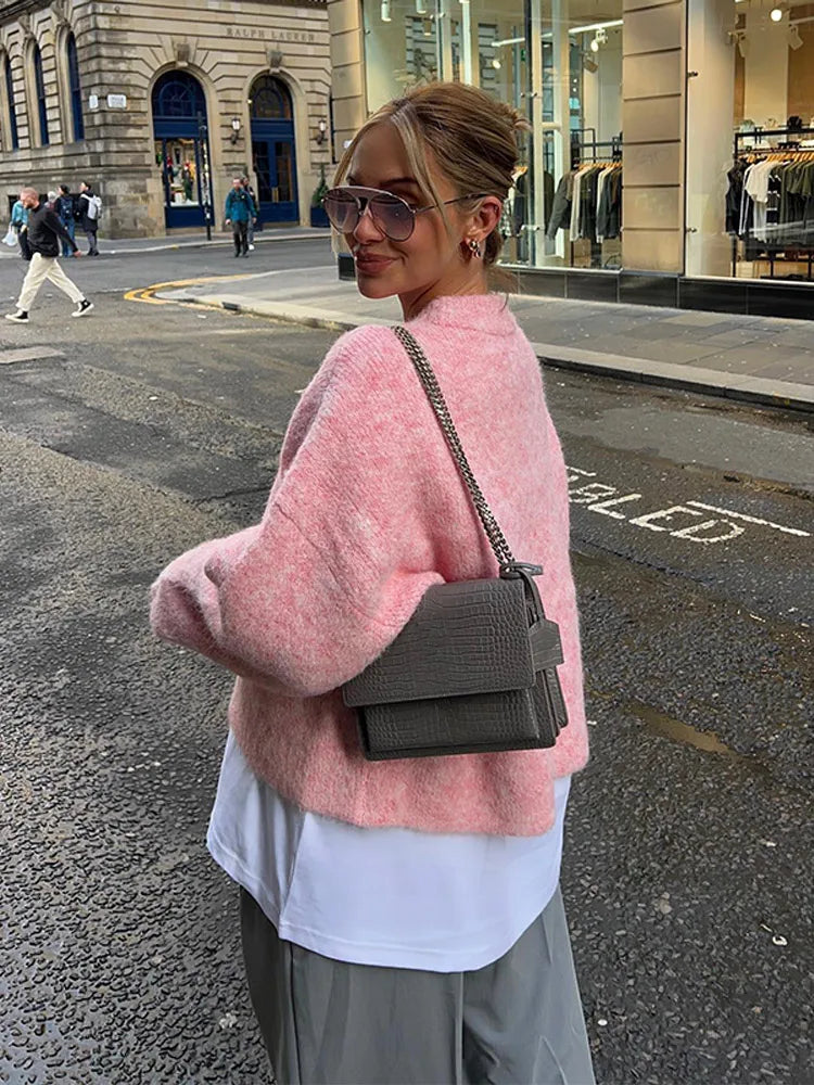 Stella  | Kuscheliger oversized pullover in rosa mit lässigem schnitt