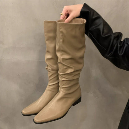 Wei | Modische lange Kniestiefel mit Blockabsatz für Damen