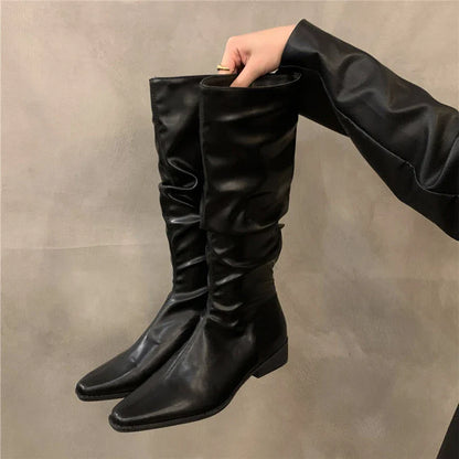 Wei | Modische lange Kniestiefel mit Blockabsatz für Damen