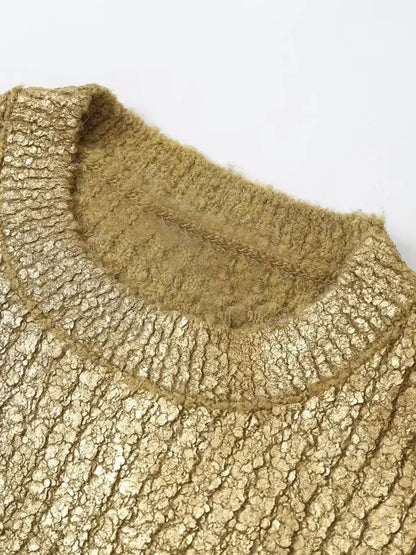 Laura | Glänzender Strickpullover mit Rundhalsausschnitt für Damen