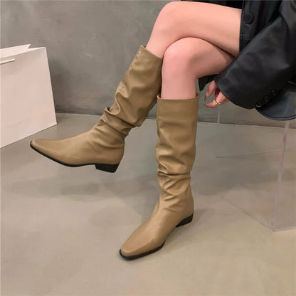 Wei | Modische lange Kniestiefel mit Blockabsatz für Damen