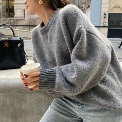 Yves | Lässiger, weicher oversized strickpullover mit rundhalsausschnitt