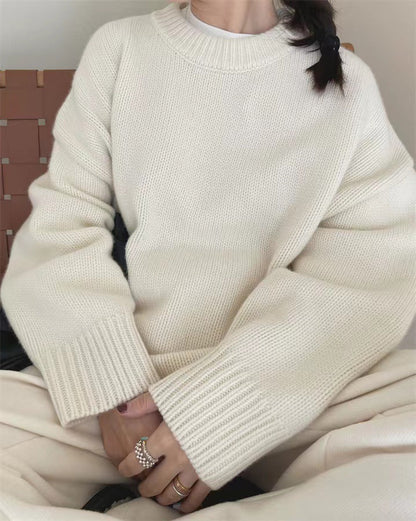 Yves | Lässiger, weicher oversized strickpullover mit rundhalsausschnitt