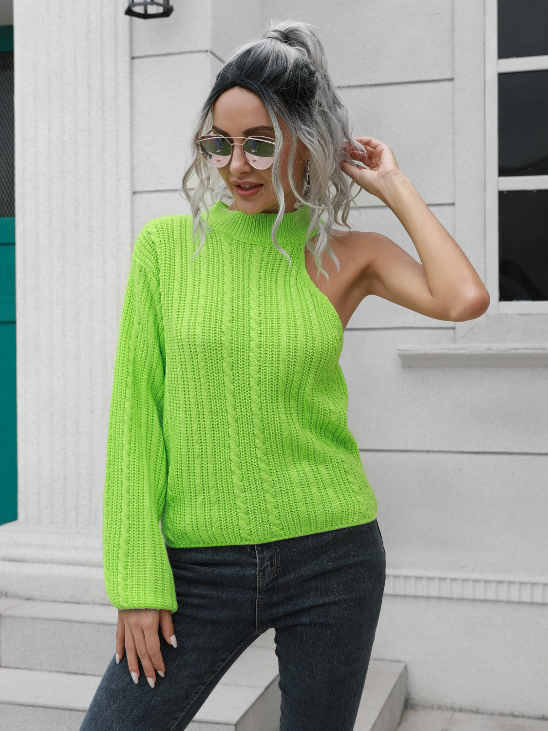 Cassy | Moderner asymmetrischer Strickpullover für Damen