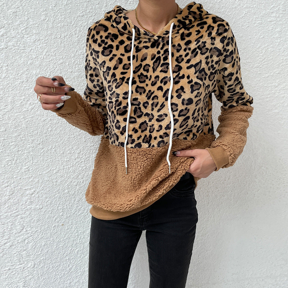 Hazel | Damen-Hoodie mit Leopardenmuster und Teddyfleece