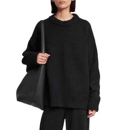 Yves | Lässiger, weicher oversized strickpullover mit rundhalsausschnitt