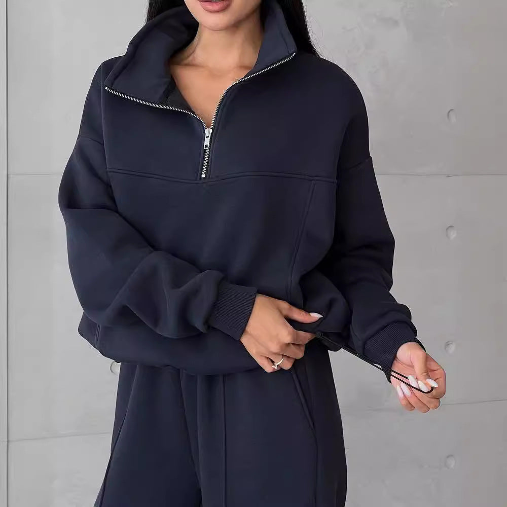 Anna | Zweiteiliges Damen Freizeit-Set mit Reißverschluss-Pullover und Jogginghose