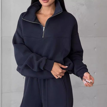 Anna | Zweiteiliges Damen Freizeit-Set mit Reißverschluss-Pullover und Jogginghose